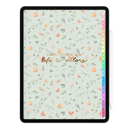 Planner Digital 2026 Vertical Life In Colors Florescer Serena pt-BR • Para iPad e Tablet Android • Download Imediato