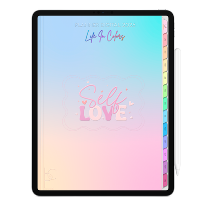 Planner Digital 2026 Vertical Life In Colors Autoamor pt-BR • Para iPad e Tablet Android • Download Imediato