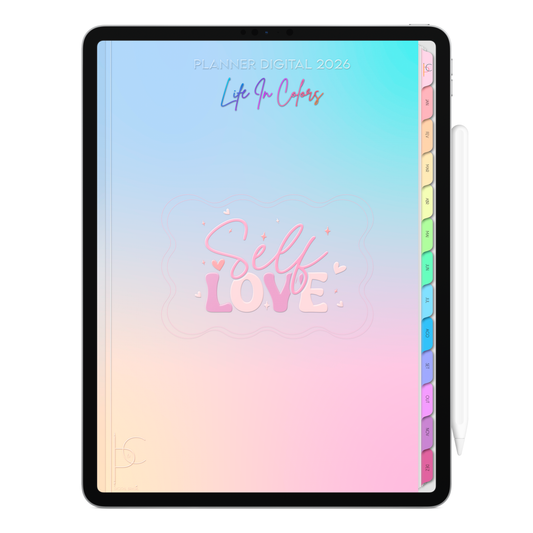 Planner Digital 2026 Vertical Life In Colors Autoamor pt-BR • Para iPad e Tablet Android • Download Imediato