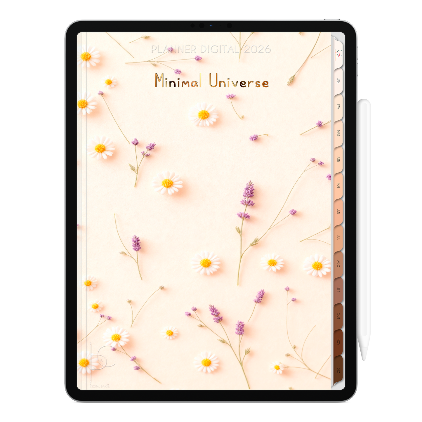 Planner Digital 2026 Vertical Minimal Universe Eternidade Serena pt-BR • Para iPad e Tablet Android • Download Imediato