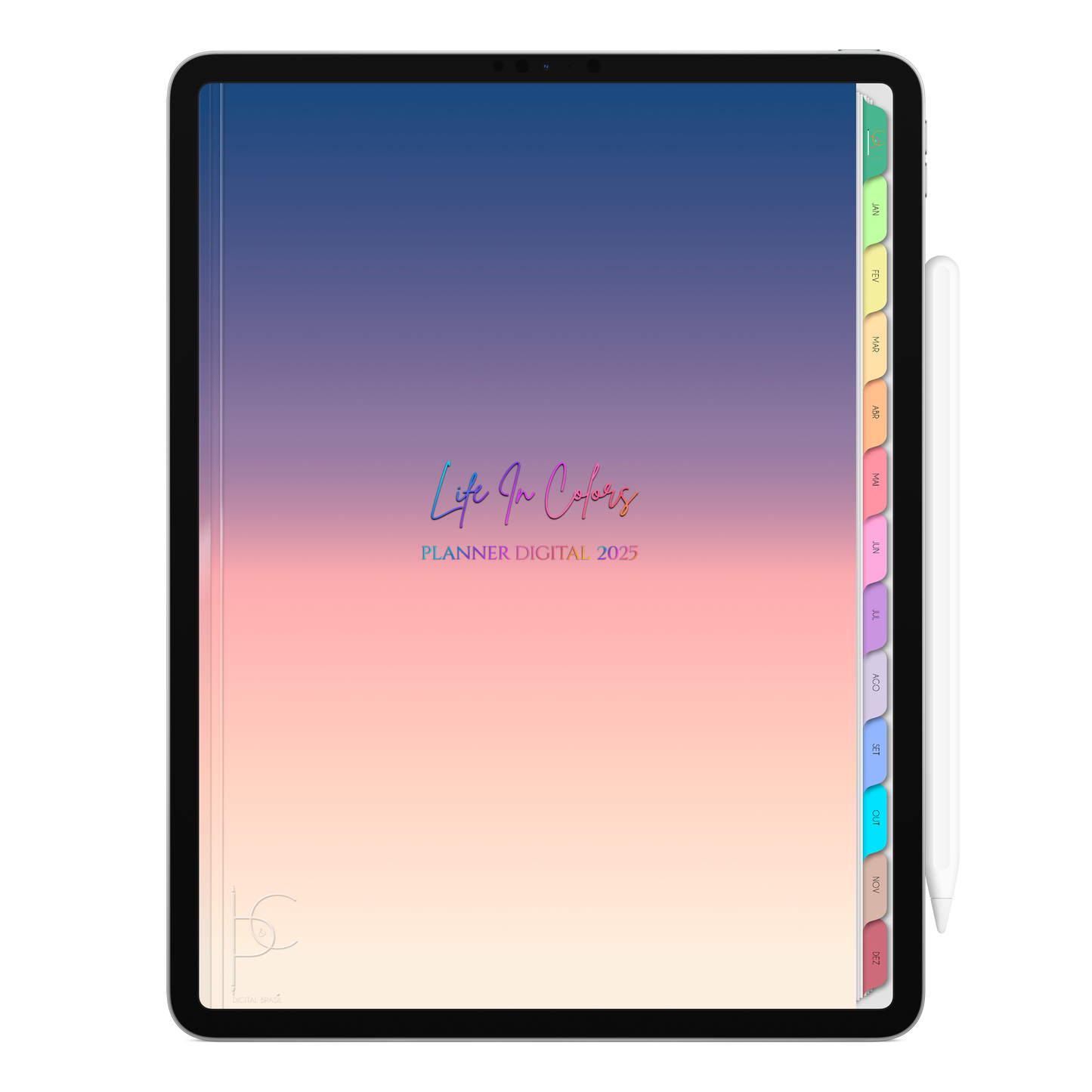 Planner Digital Vertical Life In Colors 2025 Horizonte Sereno pt-BR • Para iPad e Tablet Android • Download Imediato