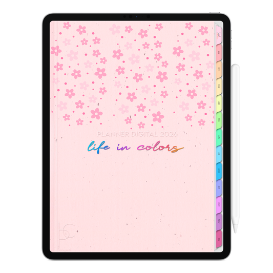 Planner Digital 2026 Vertical Life In Colors Jardim Poético pt-BR • Para iPad e Tablet Android • Download Imediato