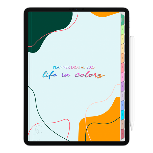 Planner Digital Vertical Life In Colors 2025 Cores e Formas pt-BR • Para iPad e Tablet Android • Download Imediato