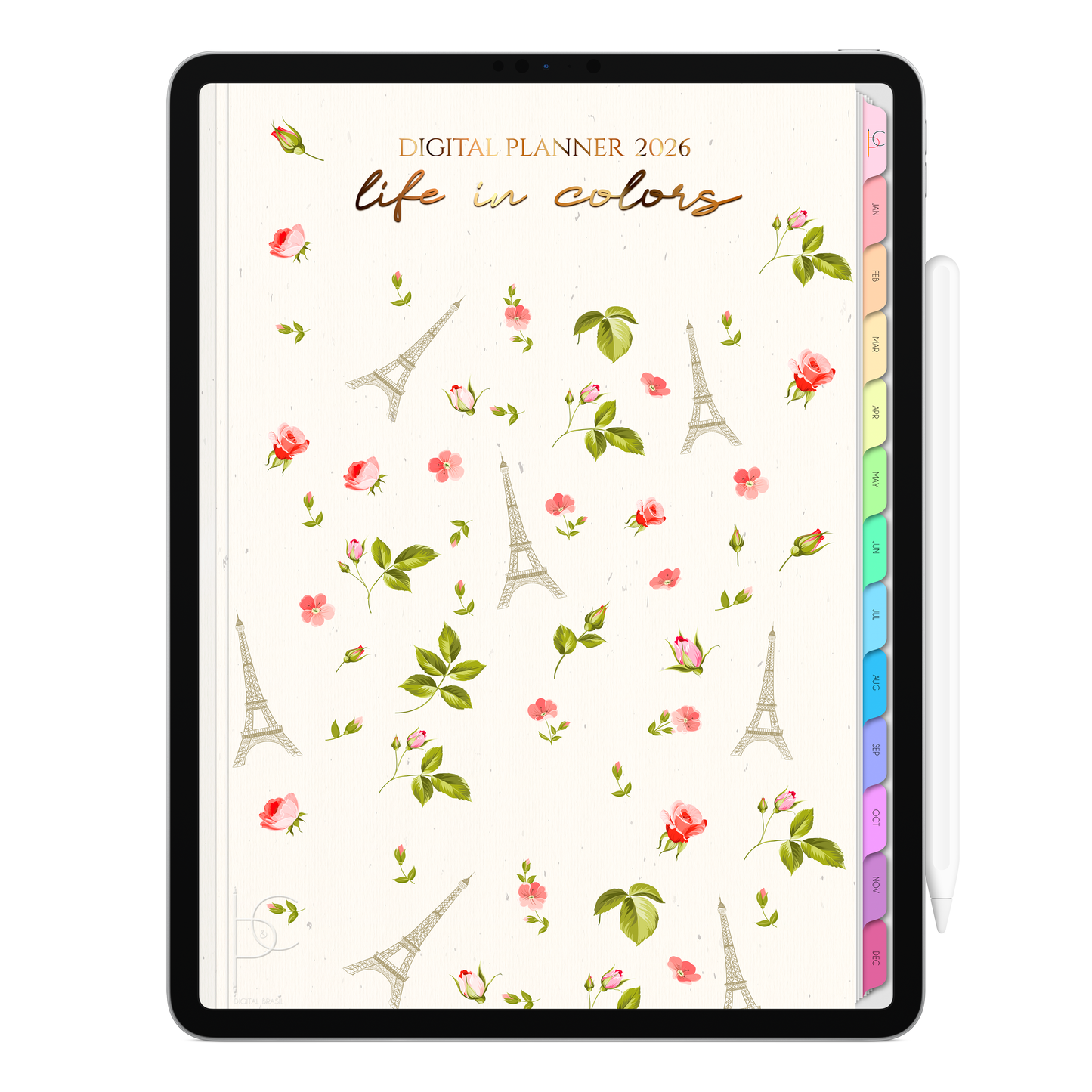 Digital Planner 2026 Vertical Life In Colors Paris Belle ENG • For iPad and Android Tablet • Immediate Download