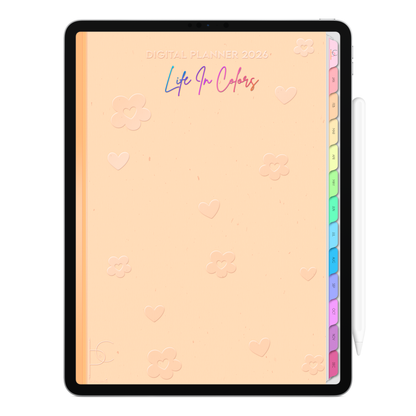 Digital Planner 2026 Vertical Life In Colors Golden Days ENG • For iPad and Android Tablet • Immediate Download