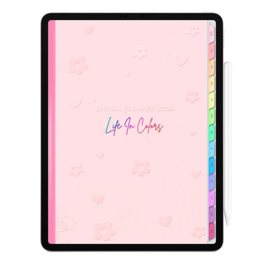 Digital Planner 2026 Vertical Life In Colors Happy Notes ENG • For iPad and Android Tablet • Immediate Download