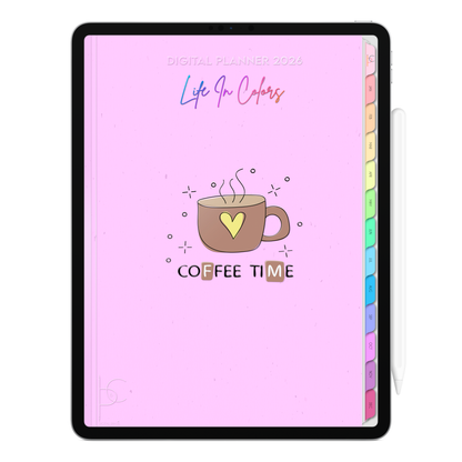 Digital Planner 2026 Vertical Life In Colors Coffee Time ENG • For iPad and Android Tablet • Immediate Download