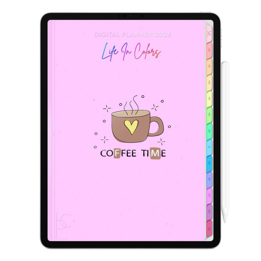 Digital Planner 2026 Vertical Life In Colors Coffee Time ENG • For iPad and Android Tablet • Immediate Download