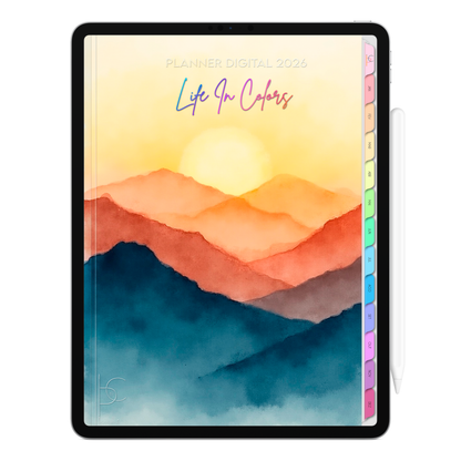 Planner Digital 2026 Vertical Life In Colors Horizonte Oculto pt-BR • Para iPad e Tablet Android • Download Imediato