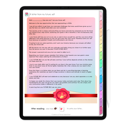 2026 digital planner for iPad and tablet featuring monthly calendar, weekly schedule, daily planner, meal planning and health tracking pages.
