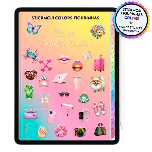 Adesivos para Planner e Caderno Digital StickMoji Colors - Figurinhas emojis Fofas e Coloridas para Planner Digital no iPad e Tablet Android da Cadernos & Planner Digital Brasil