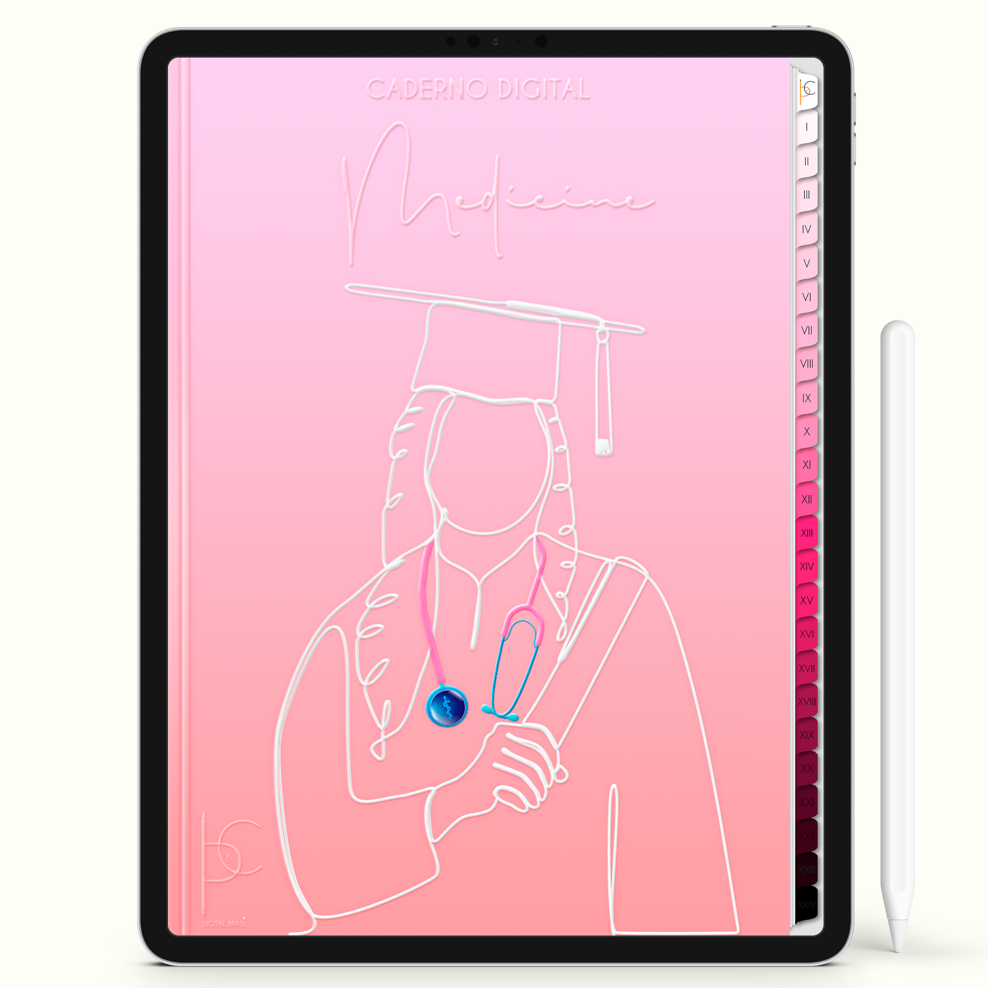 Caderno Digital Blush Agora Eu Sou Médica 24 Matérias • iPad Tablet Android • Download instantâneo • Sustentável