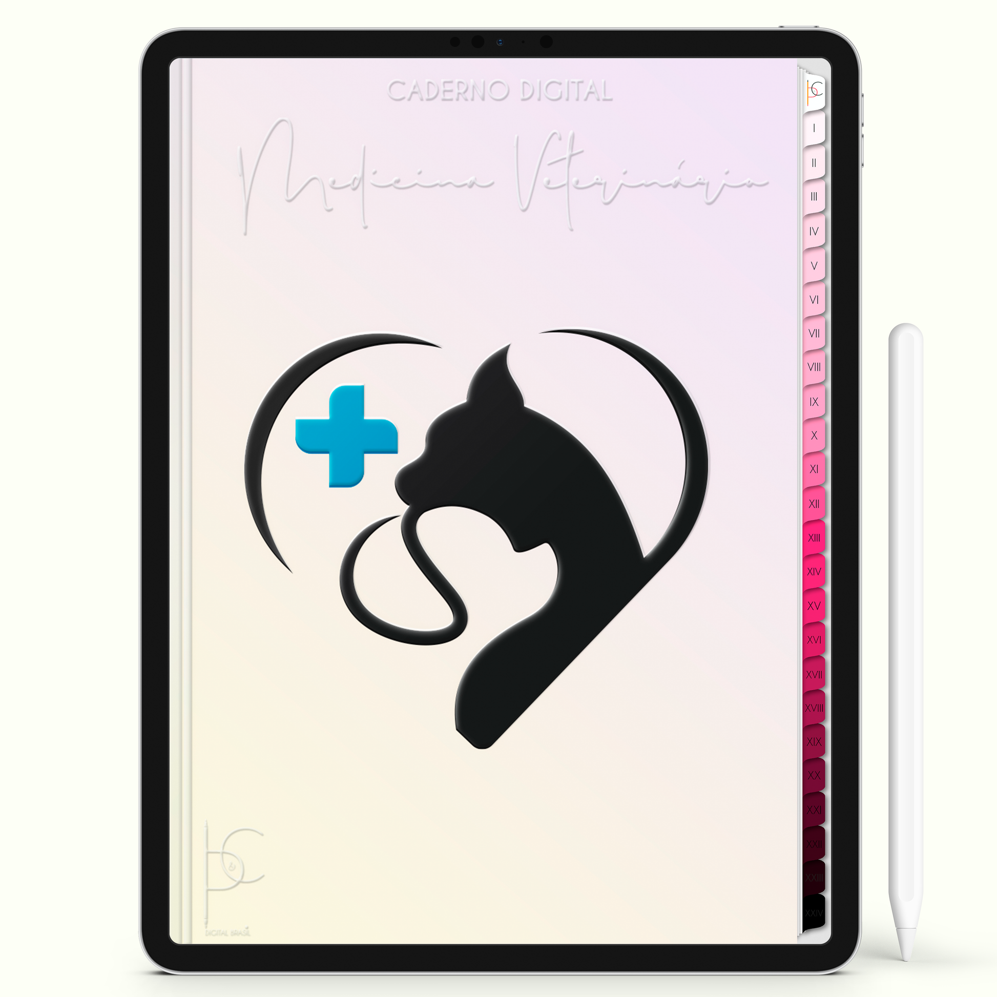 Caderno Digital Blush Amo Ser Veterinária 24 Matérias • iPad Tablet Android • Download instantâneo • Sustentável