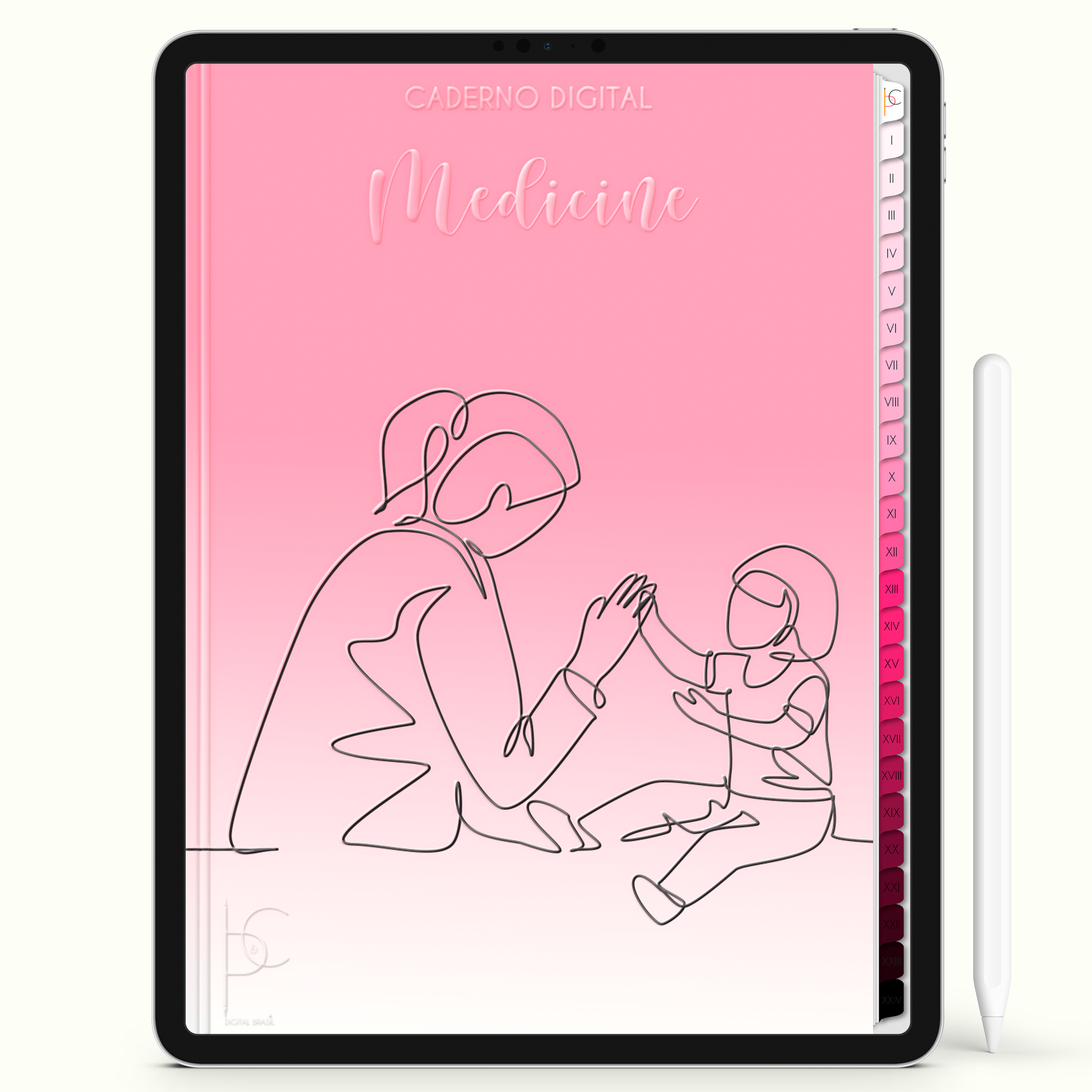 Caderno Digital Blush Amor Pela Medicina 24 Matérias • iPad e Tablet Android • Download instantâneo • Sustentável