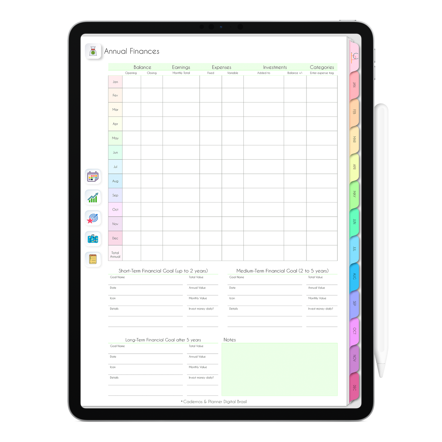 2026 Life In Colors digital planner showing monthly overview, weekly schedule, daily planning pages and health and nutrition tracking for iPad.