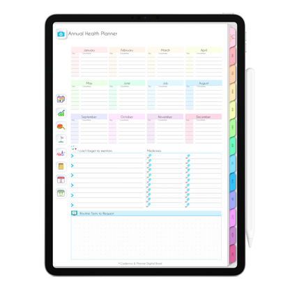 Life In Colors Digital Planner 2026 for iPad and tablet with monthly, weekly and daily planning pages plus meal planner and wellness tracking sections.