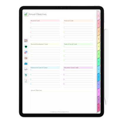 Life In Colors digital planner 2026 with structured monthly, weekly and daily planning layouts including meal planner and wellness tracking pages for iPad.