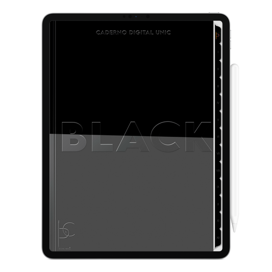 Caderno digital Unic Black da Cadernos & Planner Digital Brasil, com páginas pautados, pontilhados, cornell, quadriculados e to do list. Exclusivo para estudar e se planejar no iPad e tablets Android tablets da Samsung (TabS6 Lite, Tab S9 Fe, Tab S9 +, Galaxy Tab S10 Ultra · Galaxy Tab S10+, compatível com aplicativos de anotações digitais GoodNotes e Notein. Baixe grátis o Caderno Digital Gratuito. Faça o download do Planner Digital Grátis.