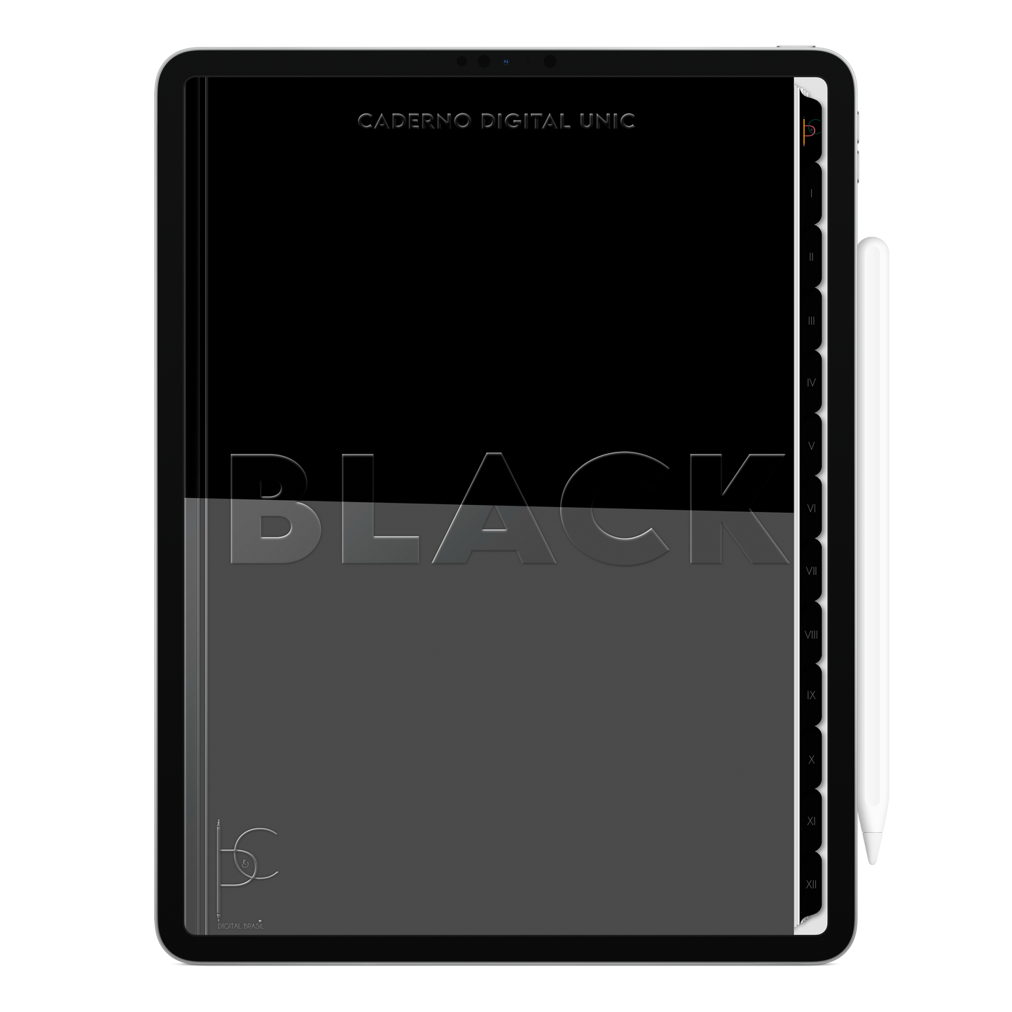 Caderno digital Unic Black da Cadernos & Planner Digital Brasil, com páginas pautados, pontilhados, cornell, quadriculados e to do list. Exclusivo para estudar e se planejar no iPad e tablets Android tablets da Samsung (TabS6 Lite, Tab S9 Fe, Tab S9 +, Galaxy Tab S10 Ultra · Galaxy Tab S10+, compatível com aplicativos de anotações digitais GoodNotes e Notein. Baixe grátis o Caderno Digital Gratuito. Faça o download do Planner Digital Grátis.
