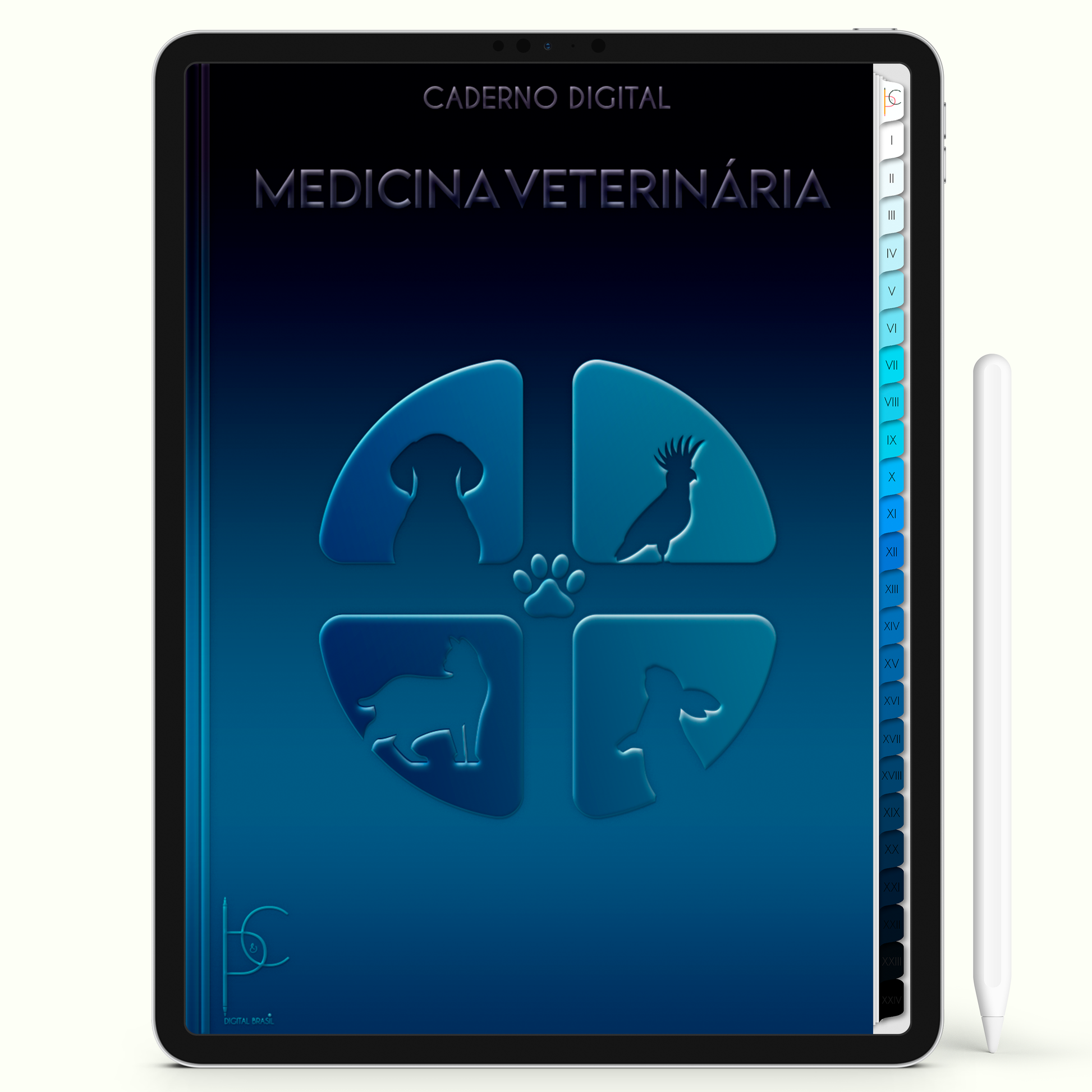 Caderno Digital 24 Matérias - Medicina Veterinária, para ipad e tablet. Cadernos & Planner Digital Brasil