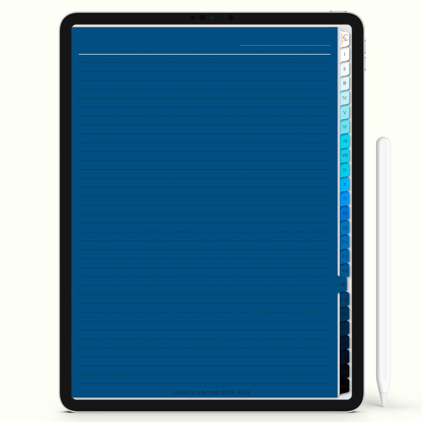 Caderno Digital Blue Noite 24 Matérias • Para iPad e Tablet Android • Download instantâneo • Sustentável