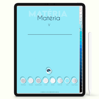 Caderno Digital Blue Noite 24 Matérias • Para iPad e Tablet Android • Download instantâneo • Sustentável