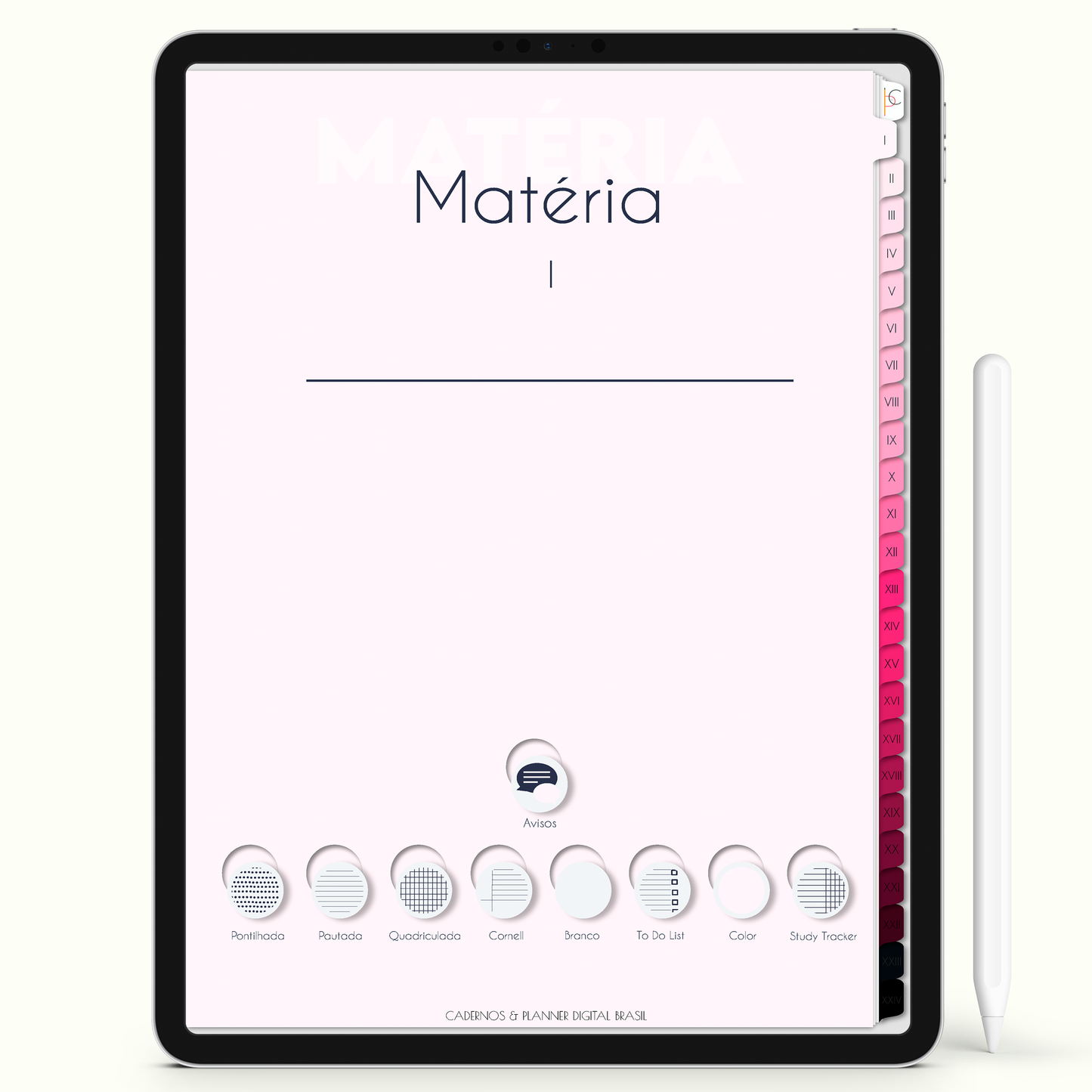 Caderno Digital Blush Puro Amor 24 Matérias • Para iPad e Tablet Android • Download instantâneo • Sustentável