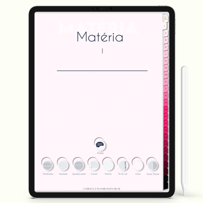 Caderno Digital Blush White Blush 24 Matérias • Para iPad e Tablet Android • Download instantâneo • Sustentável
