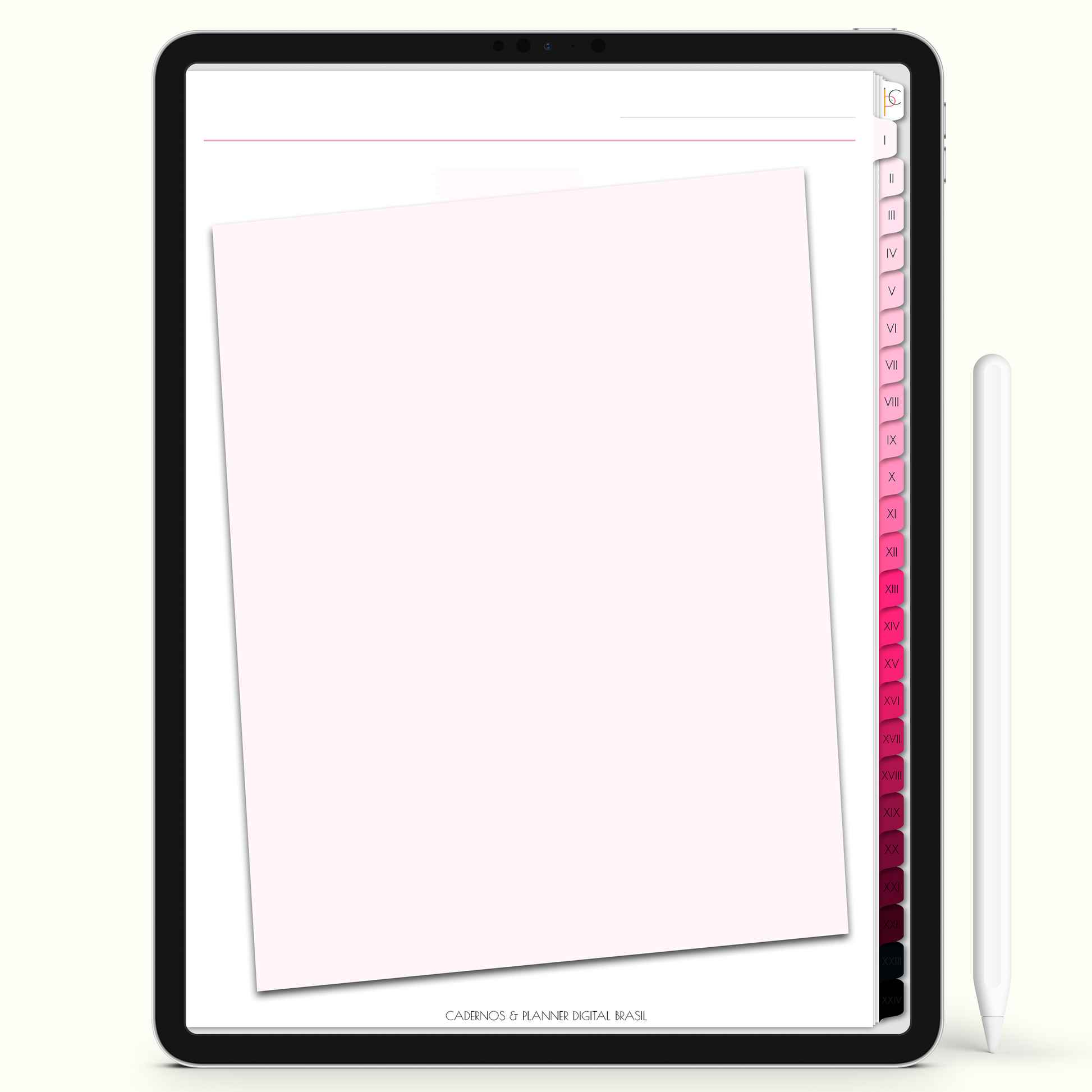Caderno Digital Blush 24 Matérias - Quadro de Avisos do Caderno Digital para iPad e Tablet Android. Cadernos & Planner Digital Brasil
