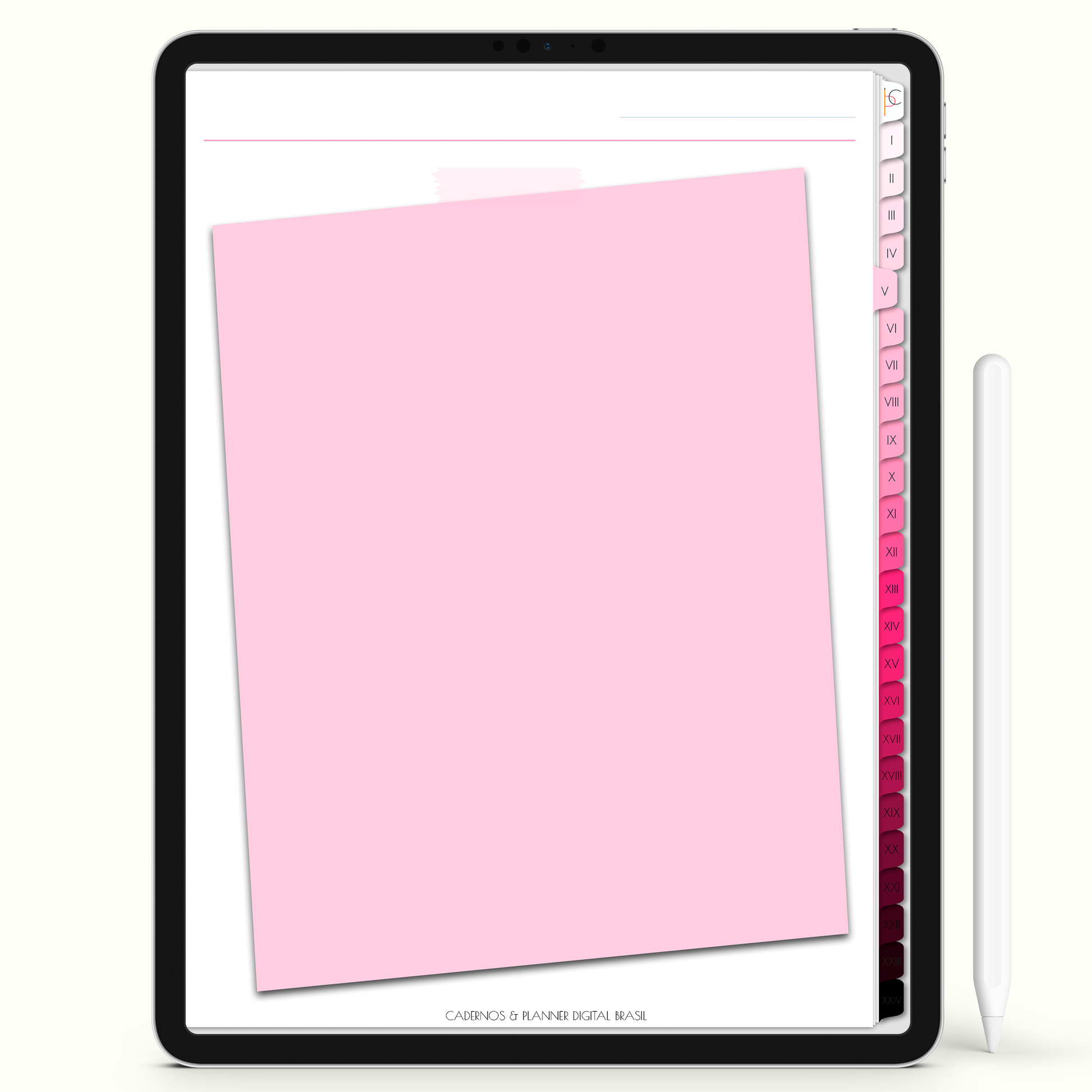 Caderno Digital Blush 24 Matérias - Quadro de Avisos do Caderno Digital para iPad e Tablet Android. Cadernos & Planner Digital Brasil