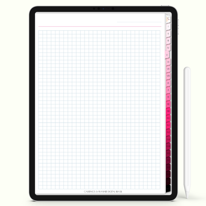 Caderno Digital Blush 24 Matérias - Página Quadriculada do Caderno Digital para iPad e Tablet Android. Cadernos & Planner Digital Brasil