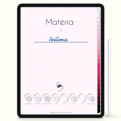 Caderno Digital Blush Biomedicina Origem da Vida 24 Matérias • Para iPad e Tablet Android • Download instantâneo • Sustentável