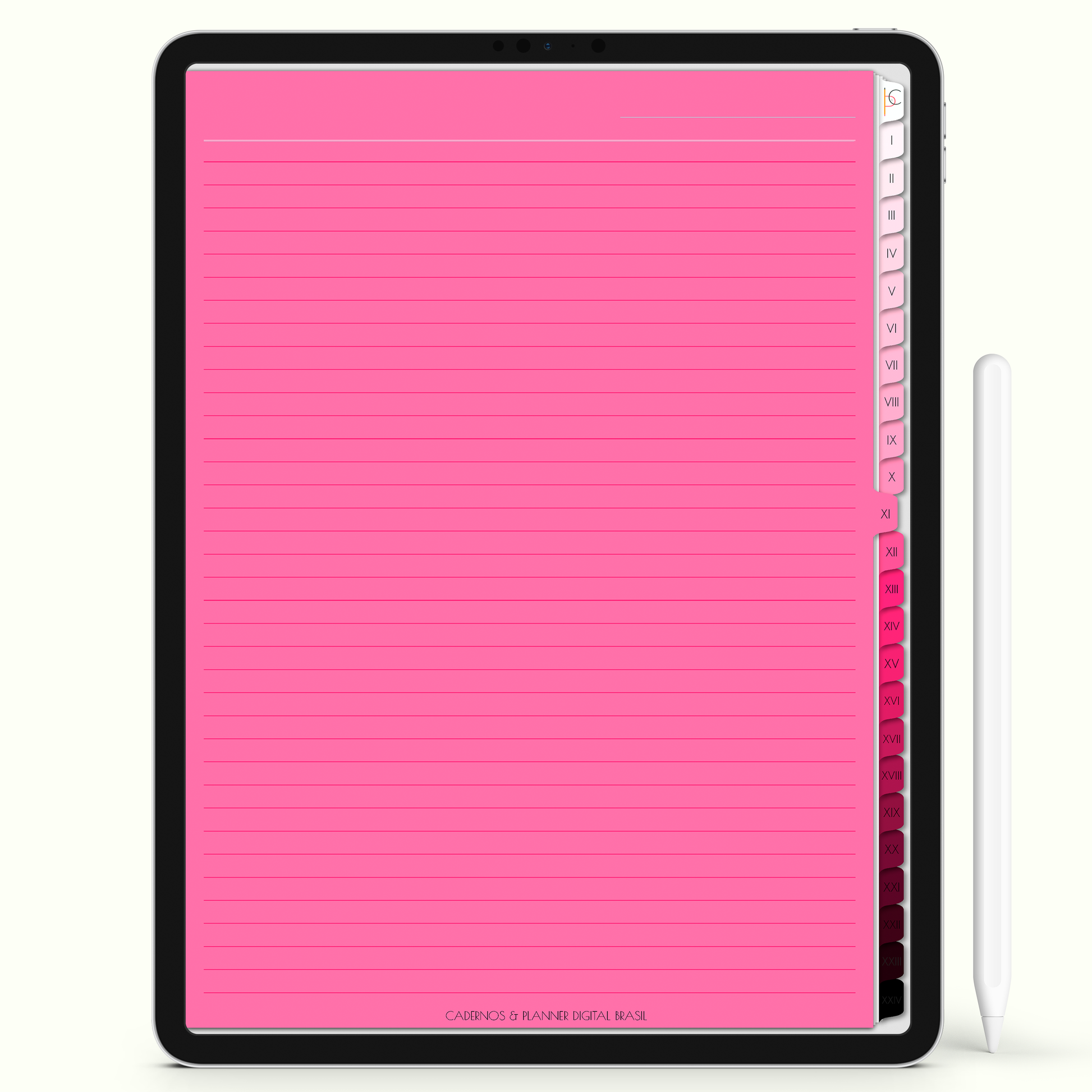 Caderno Digital Blush 24 Matérias - Página Color do Caderno Digital para iPad e Tablet Android. Cadernos & Planner Digital Brasil