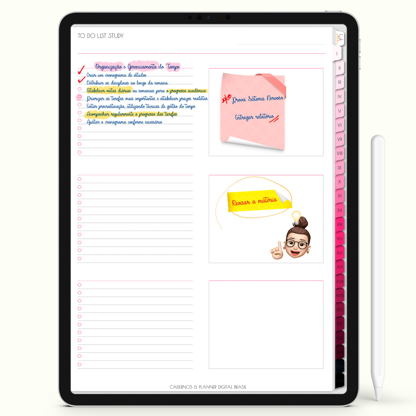 Caderno Digital Blush 24 Matérias - To Do List do Caderno Digital para iPad e Tablet Android. Cadernos & Planner Digital Brasil