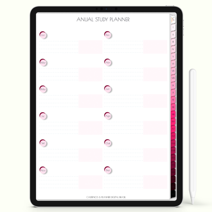Caderno Digital Blush 24 Matérias - Study Planner Anual do Caderno Digital para iPad e Tablet Android. Cadernos & Planner Digital Brasil