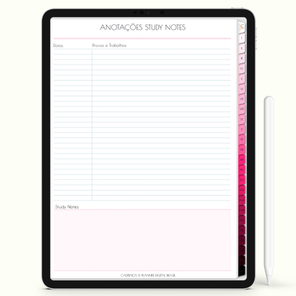 Caderno Digital Blush Mente Brilhante 24 Matérias • Para iPad e Tablet Android • Download instantâneo • Sustentável