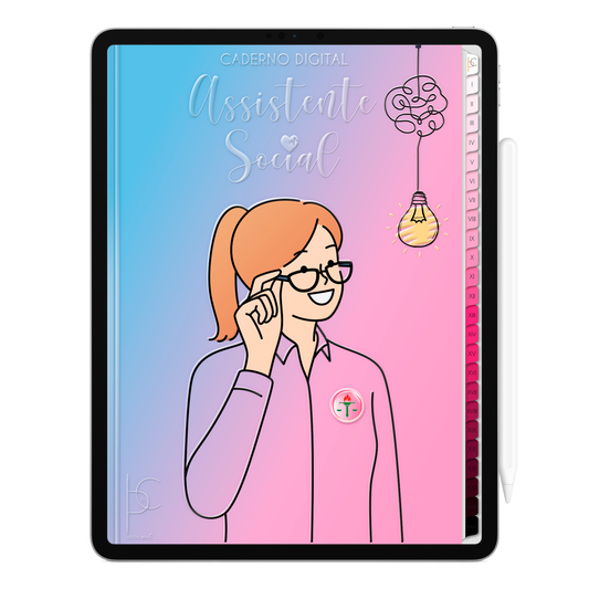 Caderno Digital Blush Assistente Social Novas Possibilidades 24 Matérias • Para iPad e Tablet Android • Download instantâneo • Sustentável