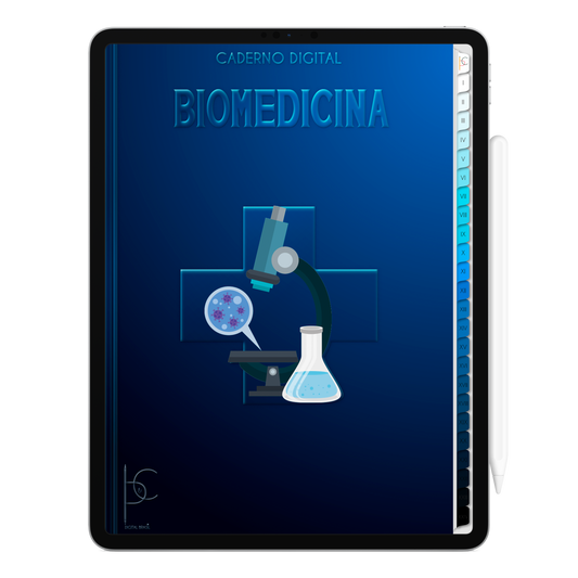 Caderno Digital Blue Biomedicina Base Científica 24 Matérias • Para iPad e Tablet Android • Download instantâneo • Sustentável