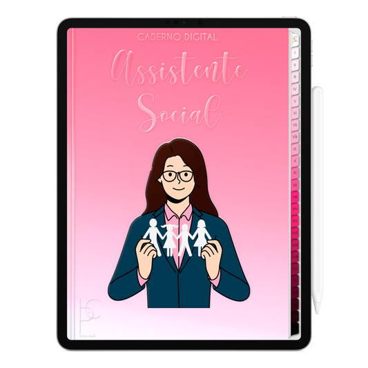 Caderno Digital Blush Assistente Social Amor em Família 24 Matérias • Para iPad e Tablet Android • Download instantâneo • Sustentável