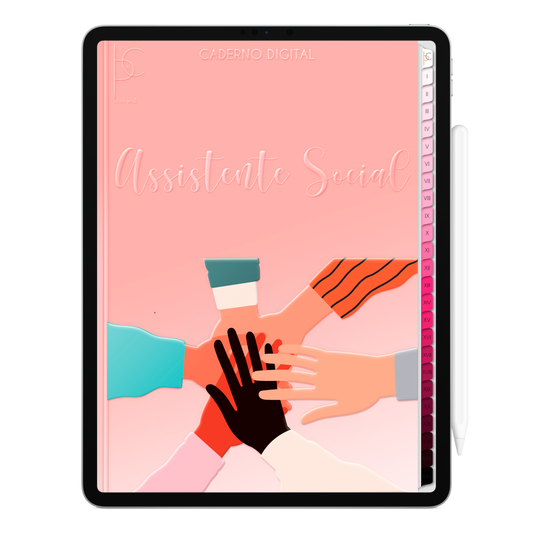Caderno Digital Blush Assistente Social Justiça Social 24 Matérias • Para iPad Tablet Android • Download instantâneo • Sustentável