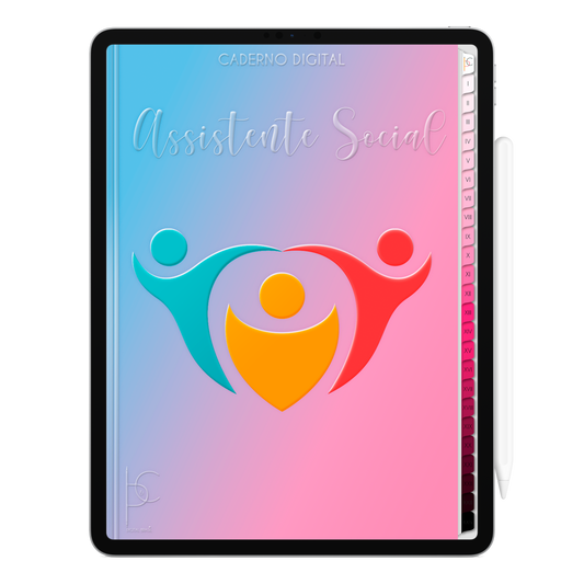 Caderno Digital Blush Assistente Social Amor e Proteção 24 Matérias • iPad e Tablet Android • Download instantâneo • Sustentável