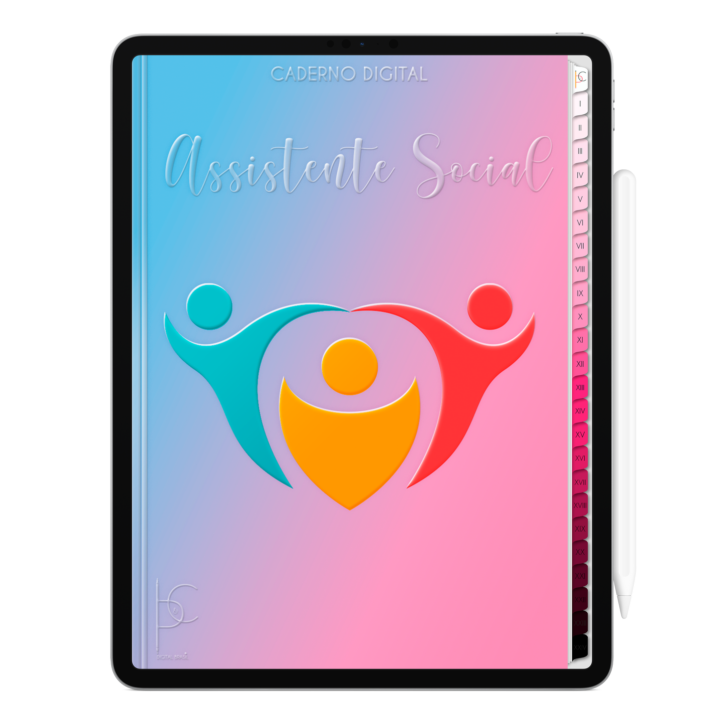 Caderno Digital Blush Assistente Social Amor e Proteção 24 Matérias • iPad e Tablet Android • Download instantâneo • Sustentável