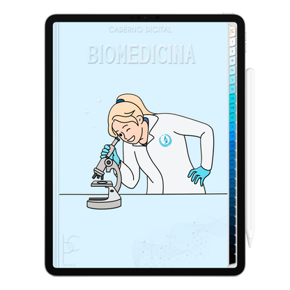 Caderno Digital Blue Biomedicina Aula em Laboratório 24 Matérias • Para iPad e Tablet Android • Download instantâneo • Sustentável