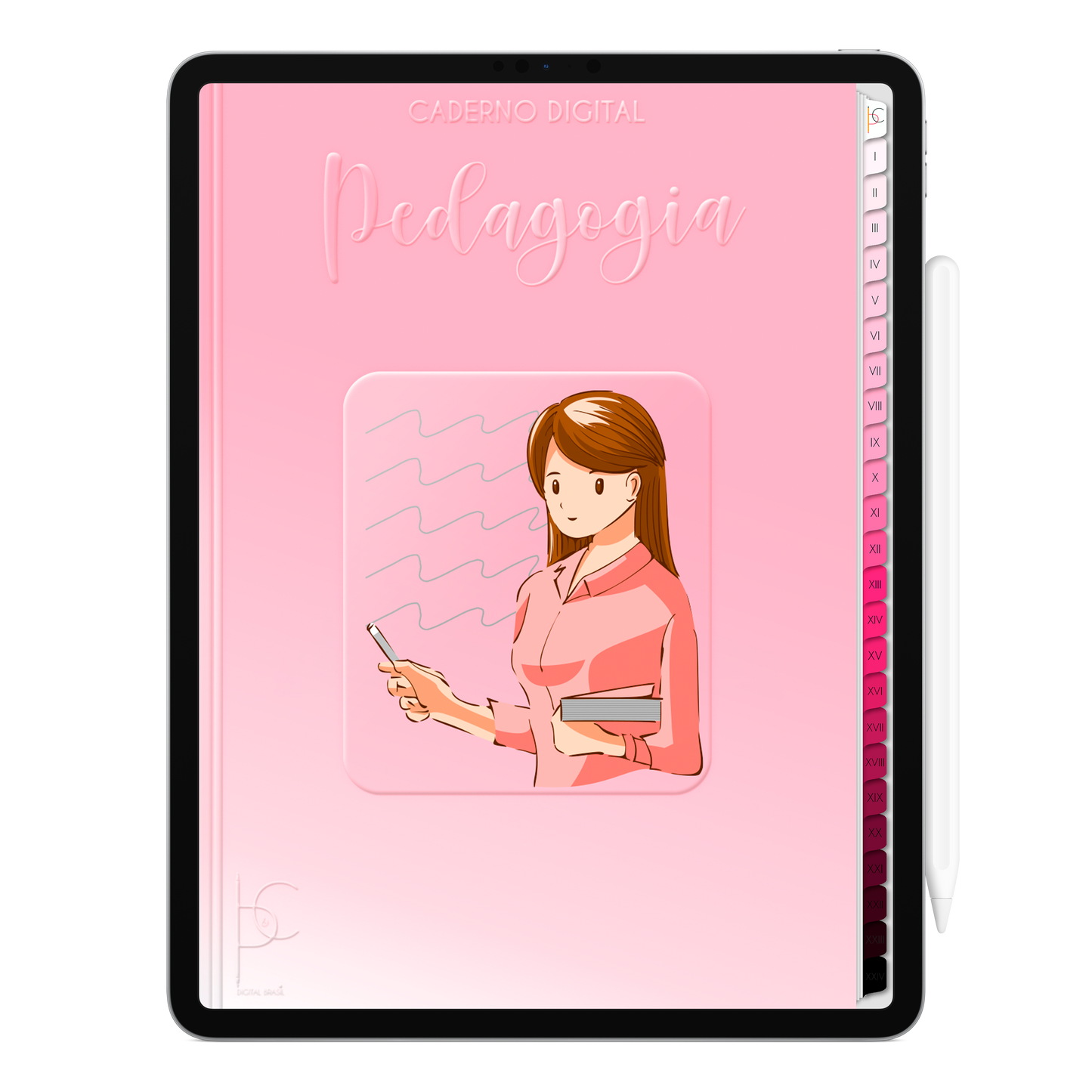 Caderno Digital Blush Pedagogia Dedicação e Altruísmo 24 Matérias • Para iPad e Tablet Android • Download instantâneo • Sustentável