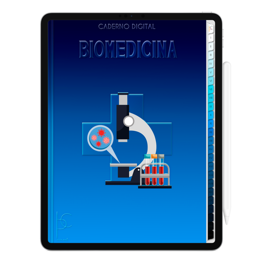 Caderno Digital Blue Biomedicina Descoberta Científica 24 Matérias • Para iPad e Tablet Android • Download instantâneo • Sustentável