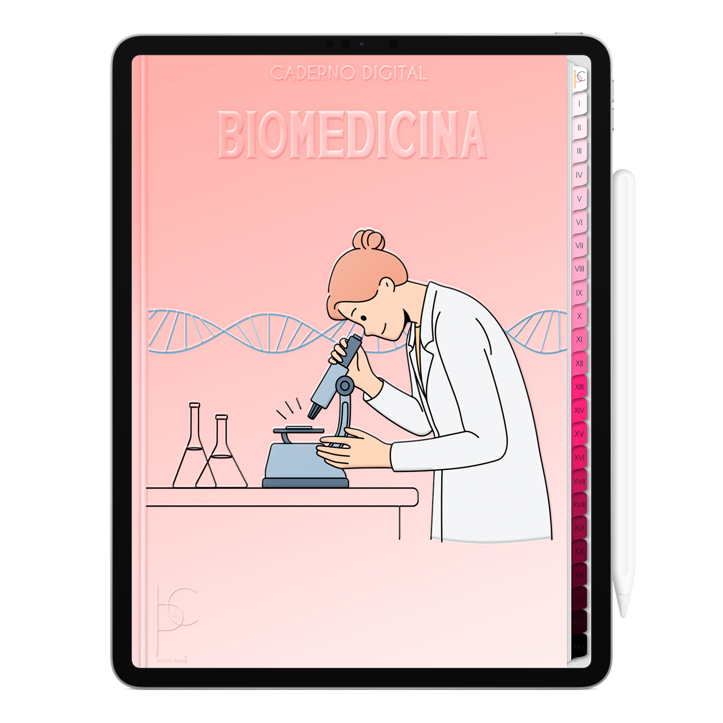 Caderno Digital Blush Biomedicina Experimento Científico 24 Matérias • Para iPad e Tablet Android • Download instantâneo • Sustentável