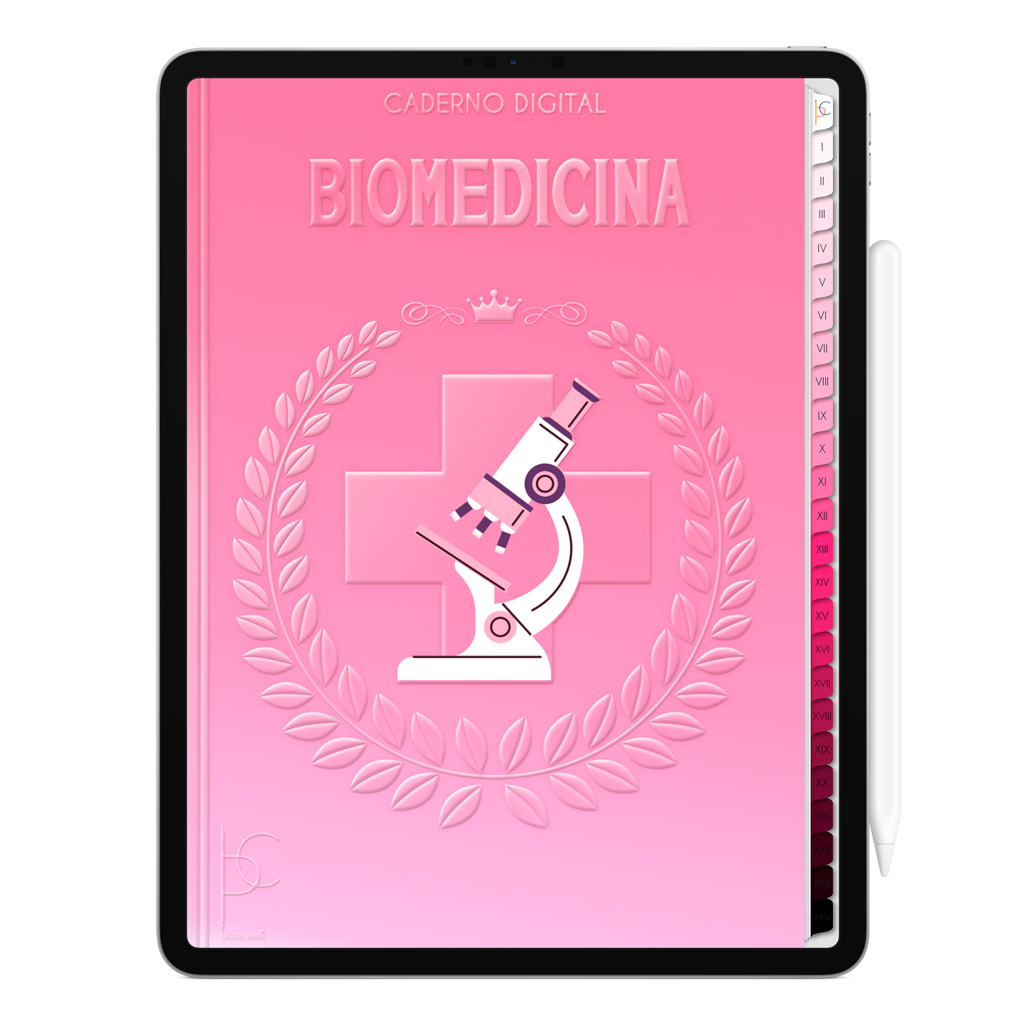 Caderno Digital Blush Biomedicina Lab Pink  24 Matérias • Para iPad e Tablet Android • Download instantâneo • Sustentável