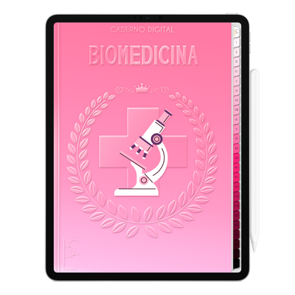 Caderno Digital Blush Biomedicina Lab Pink  24 Matérias • Para iPad e Tablet Android • Download instantâneo • Sustentável