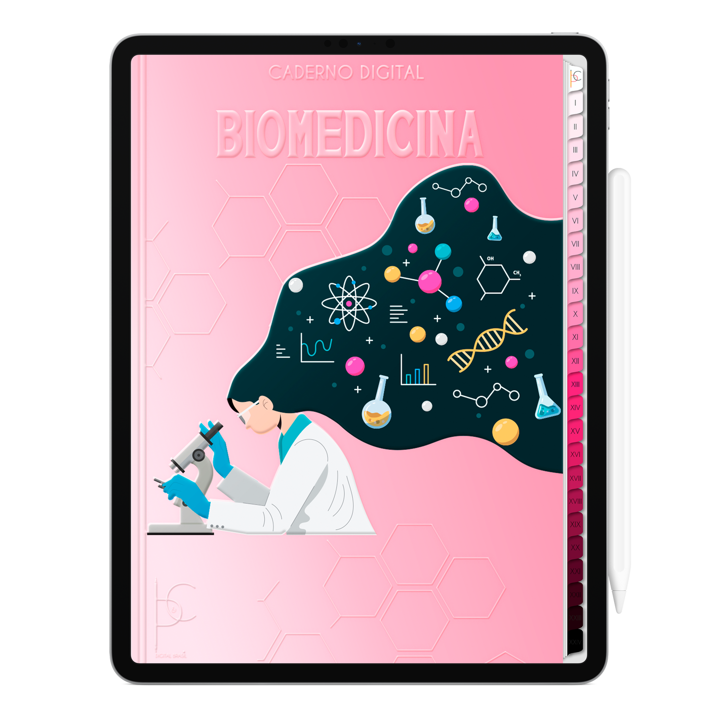 Caderno Digital Blush Mente Brilhante 24 Matérias • Para iPad e Tablet Android • Download instantâneo • Sustentável