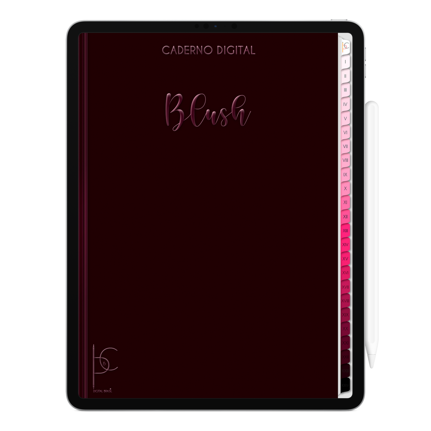 Caderno Digital Blush Mistério da Noite 24 Matérias • Para iPad e Tablet Android • Download instantâneo • Sustentável